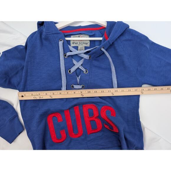 Chicago Cubs Soft as a Grape Women's Small Pull Over Hooded Sweatshirt Baseball - Picture 5 of 7